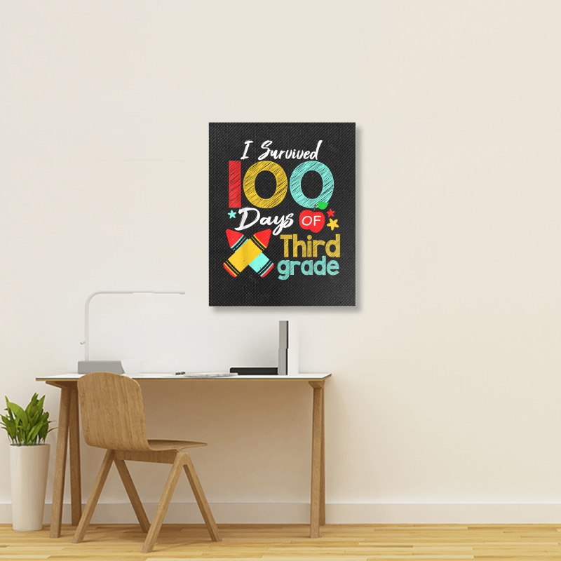 Colors Survived 100th Day Of 3rd Grade 100 Days Of School T Shirt Portrait Canvas Print | Artistshot