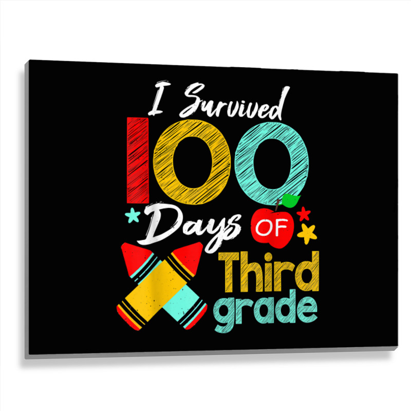 Colors Survived 100th Day Of 3rd Grade 100 Days Of School T Shirt Metal Print Horizontal | Artistshot