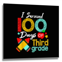 Colors Survived 100th Day Of 3rd Grade 100 Days Of School T Shirt Metal Print Square | Artistshot