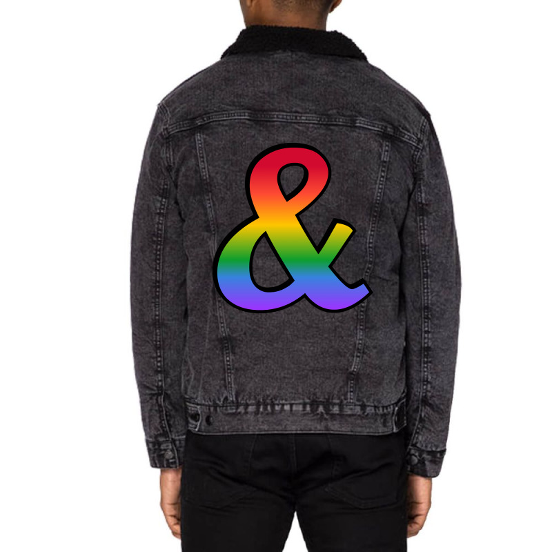 You And I Romantic Rainbow Ampersand Symbol For Queer Gay Lesbian Vale Unisex Sherpa-Lined Denim Jacket by laurynvanhoose | Artistshot