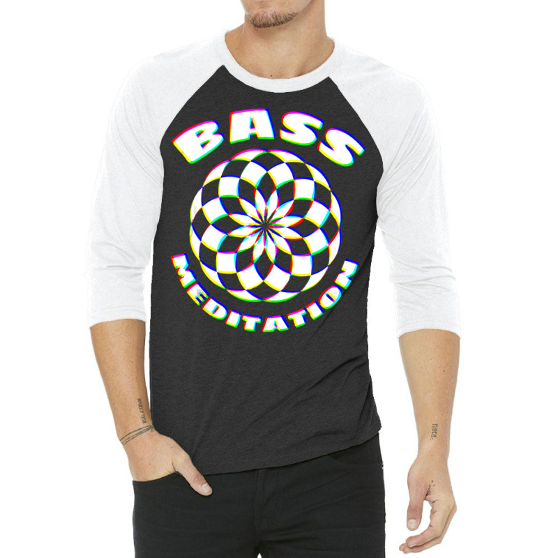 Edm Techno Bass Meditation Design Dance Rave Music 3/4 Sleeve Shirt by ElizabethAtist | Artistshot