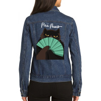 Pai Paws Black Cat Ladies Denim Jacket | Artistshot