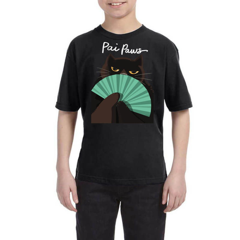 Pai Paws Black Cat Youth Tee by macklinsampson | Artistshot