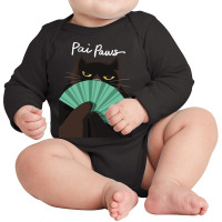 Pai Paws Black Cat Long Sleeve Baby Bodysuit | Artistshot