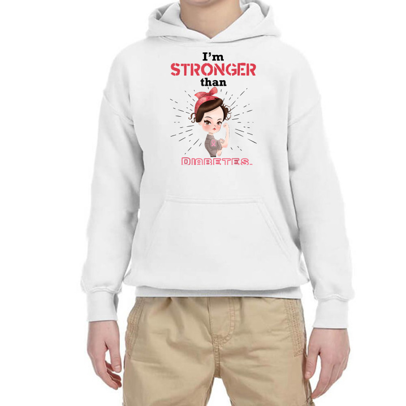 Diabetic Type 1 2 Awareness I'm Stronger Than Diabetes Gift T Shirt Youth Hoodie by paisleafuscaldo | Artistshot