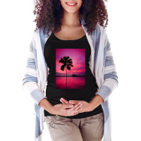 Palm Tree At A Sunset Maternity Scoop Neck T-shirt | Artistshot