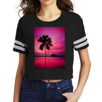 Palm Tree At A Sunset Scorecard Crop Tee | Artistshot