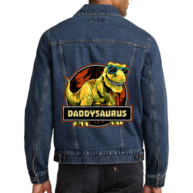 Daddysaurus Fathers Day T Rex Dinosaur Daddy Saurus Men Men Denim Jacket | Artistshot