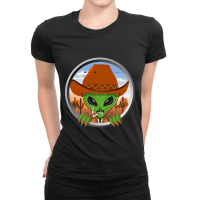 Alien Cowboy Getting Shot Ladies Fitted T-shirt | Artistshot