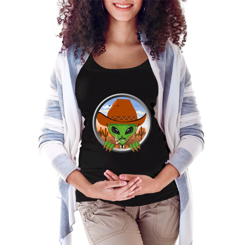 Alien Cowboy Getting Shot Maternity Scoop Neck T-shirt by laurynvanhoose | Artistshot