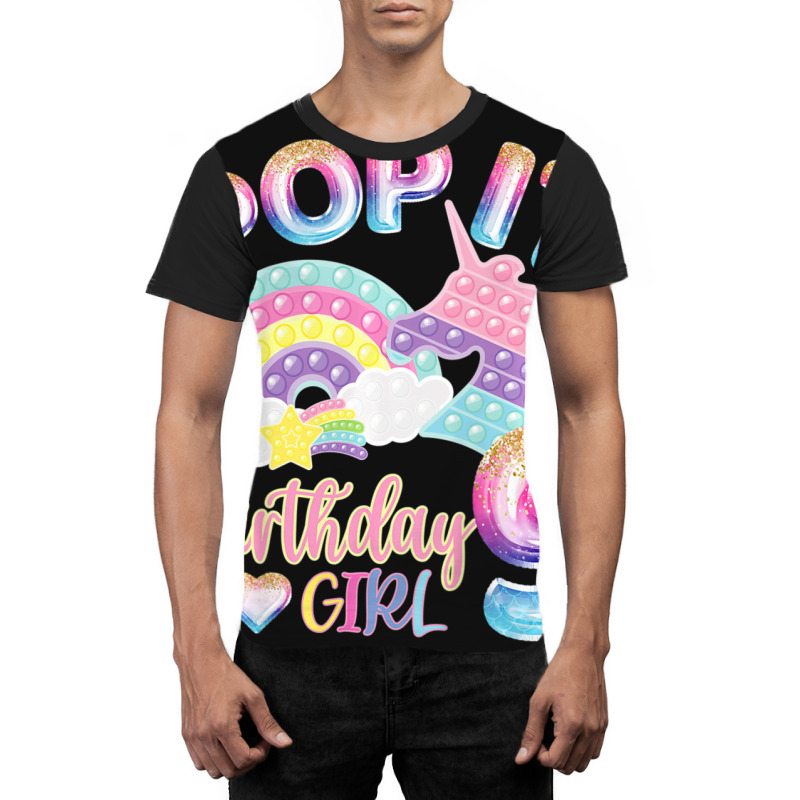 Kids Pop It 9th Year Old Birthday Girl For Pop Party Theme Graphic T-shirt | Artistshot