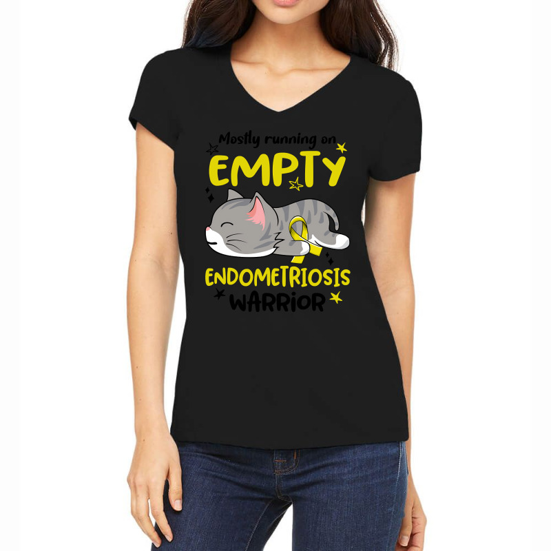 Mostly Running On Empty Endometriosis Warrior (2) Women's V-Neck T-Shirt by Jankonen637 | Artistshot