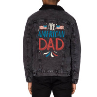 All American Dad 4th Of July Boys Men Usa Flag Unisex Sherpa-lined Denim Jacket | Artistshot