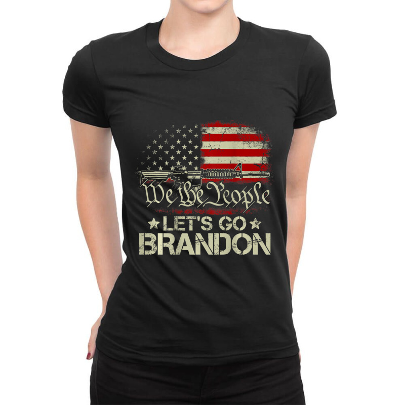 Gun Flag Let's Go Branson Brandon Lets Go Branson (on Back) Ladies Fitted T-Shirt by behindcedar22 | Artistshot