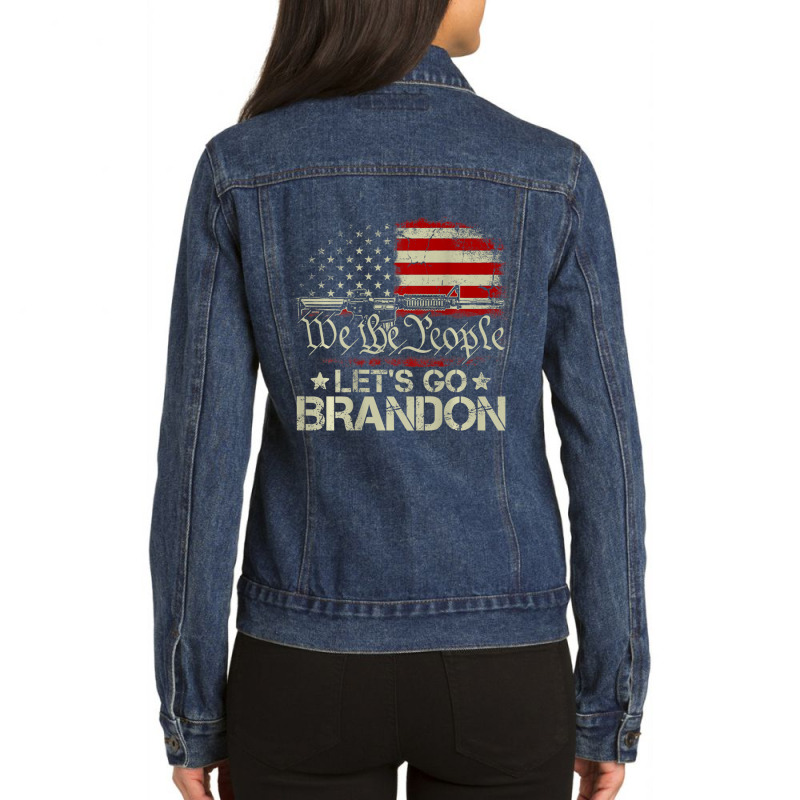 Gun Flag Let's Go Branson Brandon Lets Go Branson (on Back) Ladies Denim Jacket by behindcedar22 | Artistshot