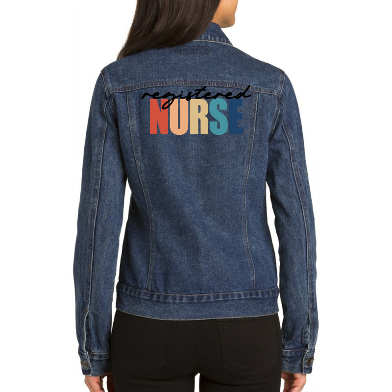 Registered Nurse Rn Nursing Sweatshirt Ladies Denim Jacket | Artistshot