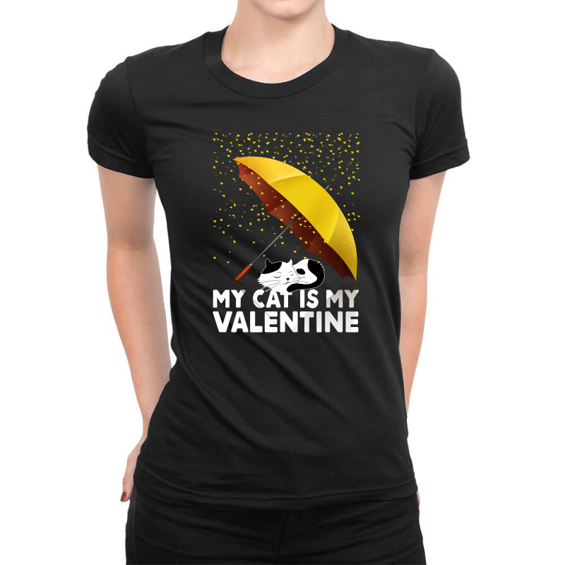 My Cat Is My Valentine For Dark Ladies Fitted T-Shirt by autlu2024 | Artistshot