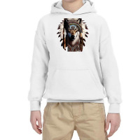 Ethnic Tribal Wolf Head Boho Feather Native American T Shirt Youth Hoodie | Artistshot