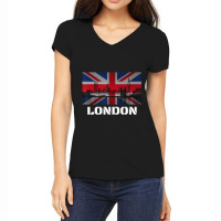 Souvenir London City Vintage Uk Flag British Women's V-neck T-shirt | Artistshot