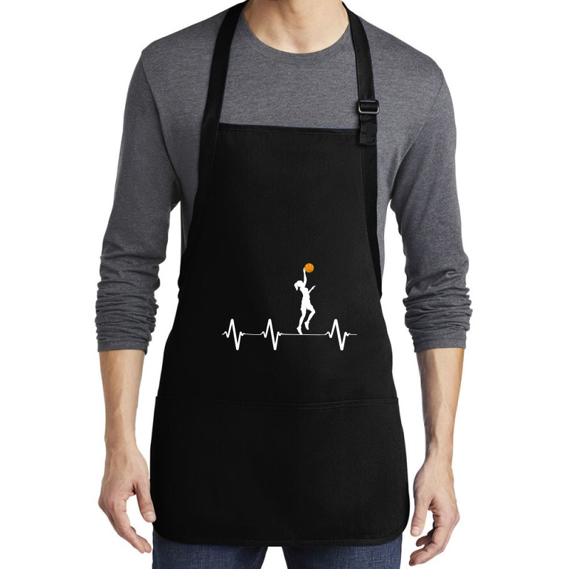 Basketball Heartbeat Gift S For Women And Girls Medium-length Apron | Artistshot