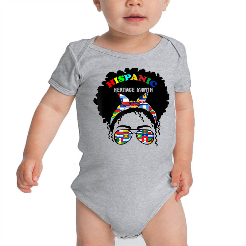 National Hispanic Heritage Month Latin Flags Messy Bun Latin T Shirt Baby Bodysuit by marge3nstbo | Artistshot