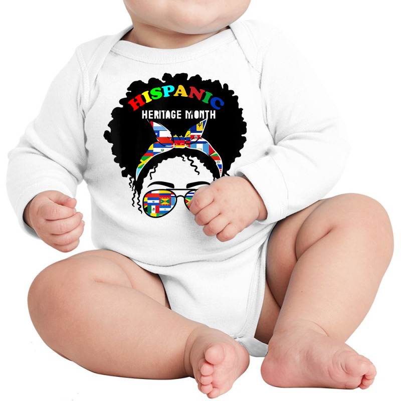 National Hispanic Heritage Month Latin Flags Messy Bun Latin T Shirt Long Sleeve Baby Bodysuit by marge3nstbo | Artistshot