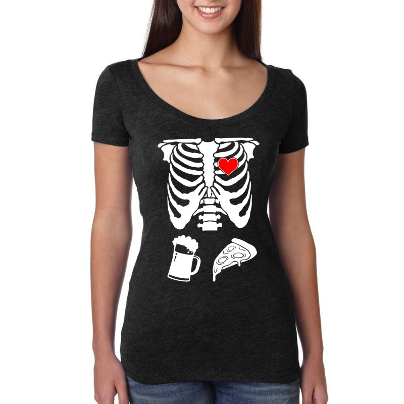 Mens Skeleton Maternity Pizza & Beer Black Women's Triblend Scoop T-shirt by fenderbendable | Artistshot