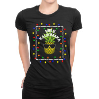 Mele Kalikimaka Pineapple Sunglasses   Christmas Light Ladies Fitted T-shirt | Artistshot