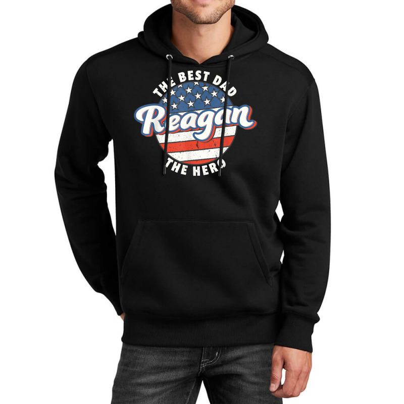 Mens Reagan Best Dad Hero Us Flag Personalised Father's Day T Shirt Unisex Hoodie by rennambka | Artistshot