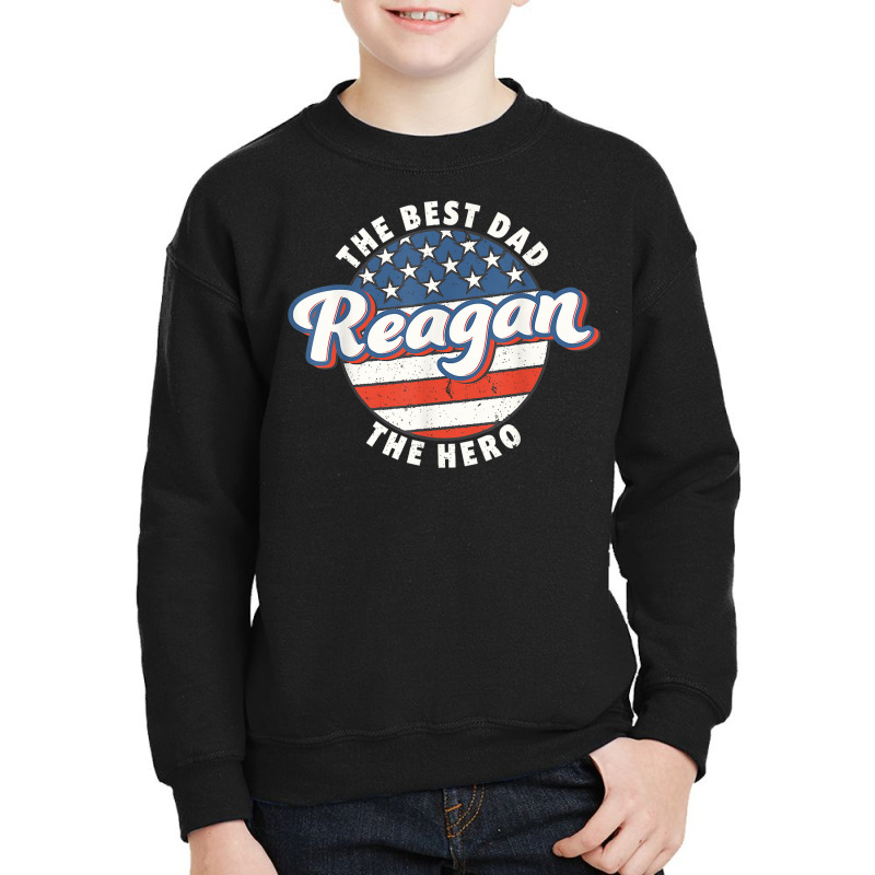 Mens Reagan Best Dad Hero Us Flag Personalised Father's Day T Shirt Youth Sweatshirt by rennambka | Artistshot