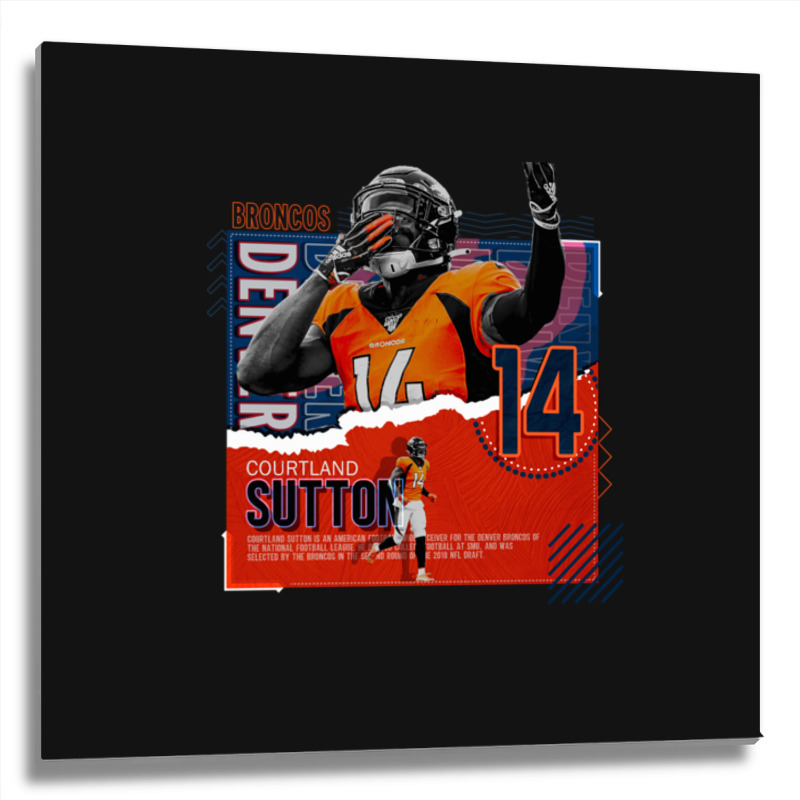 Courtland Sutton Football Paper Poster Broncos Metal Print Square | Artistshot