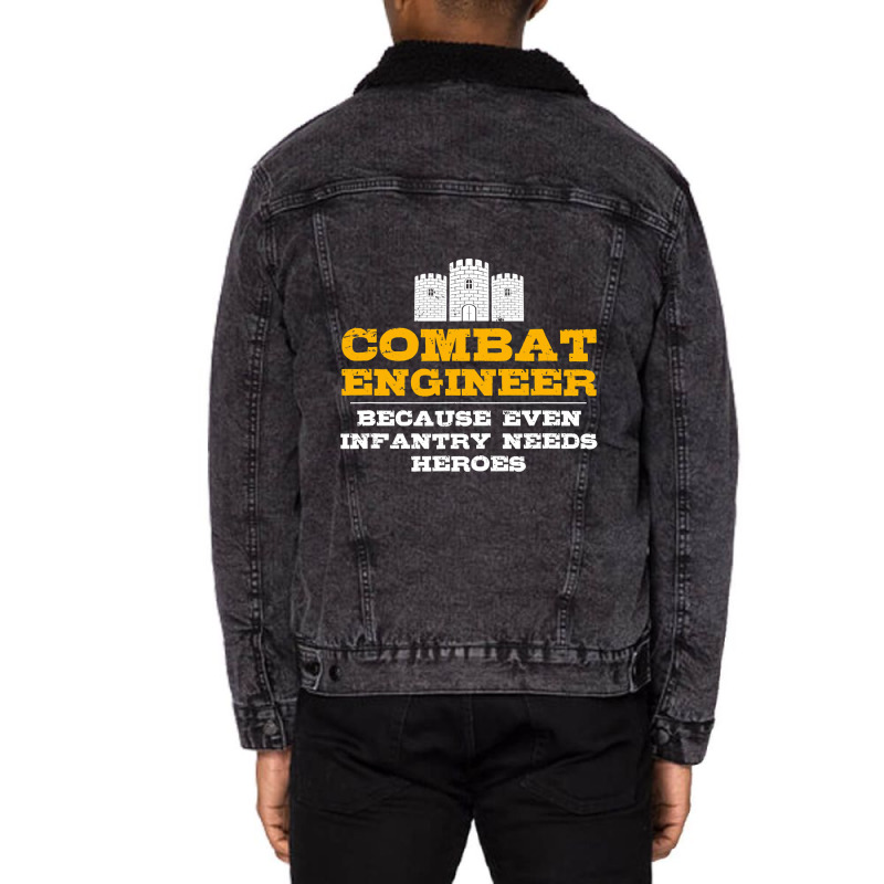 Combat Engineer  Engineer Gifts  Army Engineering Unisex Sherpa-Lined Denim Jacket by Aliceartist | Artistshot