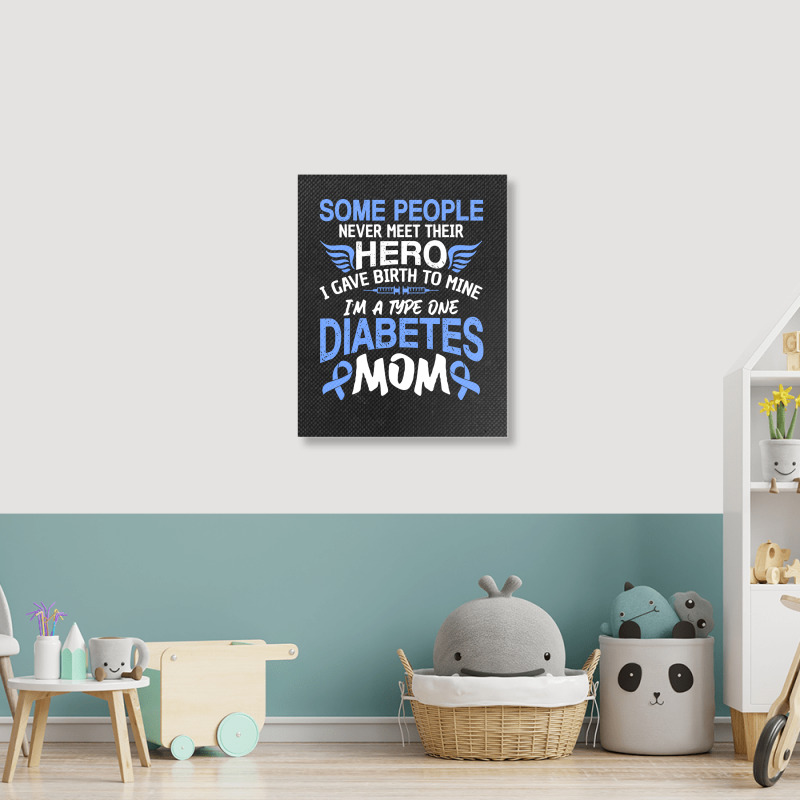 Type 1 Diabetes Mom Mother T1d Diabetic Awareness Women Pullover Hoodi Portrait Canvas Print | Artistshot