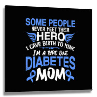 Type 1 Diabetes Mom Mother T1d Diabetic Awareness Women Pullover Hoodi Metal Print Square | Artistshot