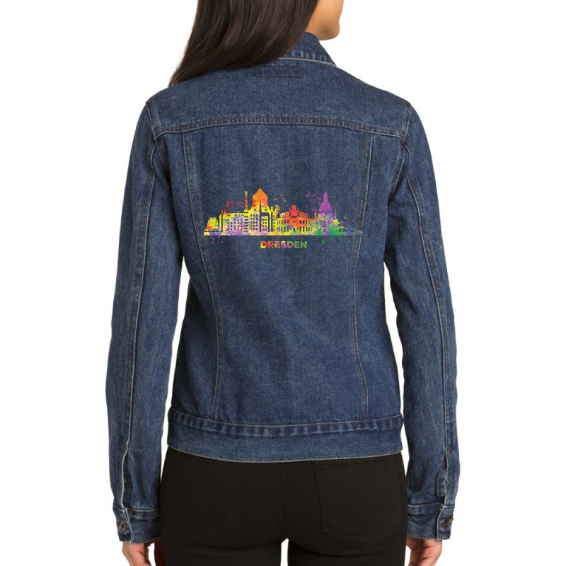 Dresden Skyline Colorful Dresdener Ladies Denim Jacket by lykhongduong9enev3 | Artistshot