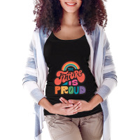 The Future Is Proud Lgbtq Pride Colorful Rainbow Word Art Maternity Scoop Neck T-shirt | Artistshot