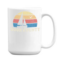 Door County Wi Vintage Sailboat 70s Throwback Sunset 15 Oz Coffee Mug | Artistshot