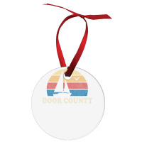 Door County Wi Vintage Sailboat 70s Throwback Sunset Ornament | Artistshot