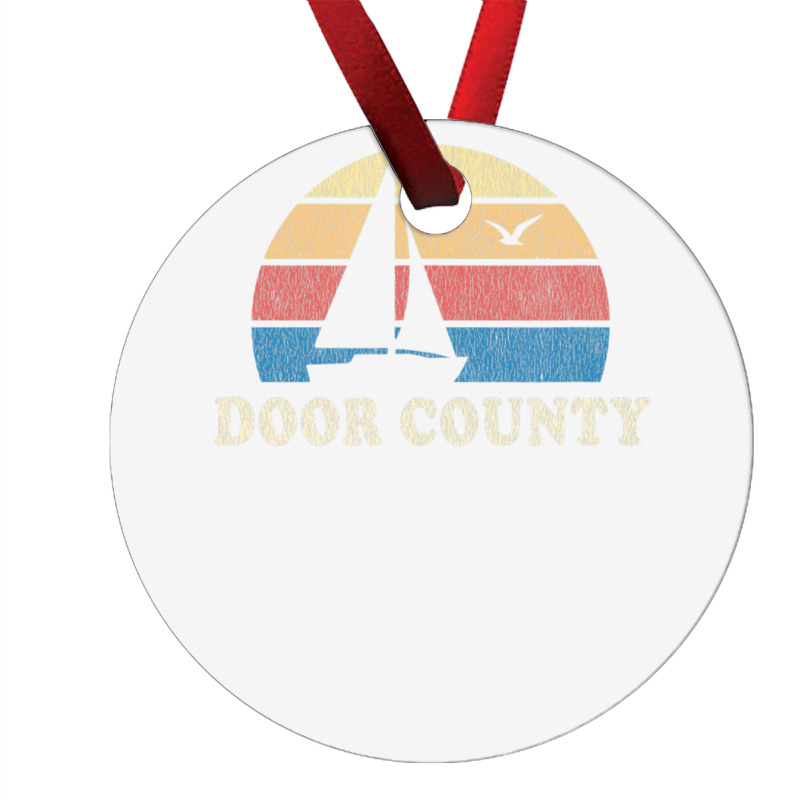 Door County Wi Vintage Sailboat 70s Throwback Sunset Ornament | Artistshot