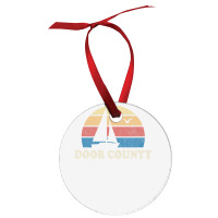 Door County Wi Vintage Sailboat 70s Throwback Sunset Ornament | Artistshot