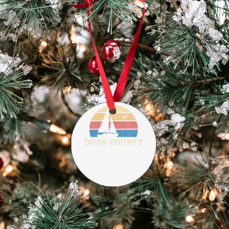 Door County Wi Vintage Sailboat 70s Throwback Sunset Ornament | Artistshot