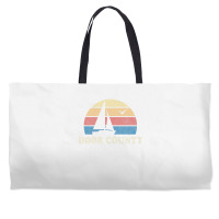 Door County Wi Vintage Sailboat 70s Throwback Sunset Weekender Totes | Artistshot