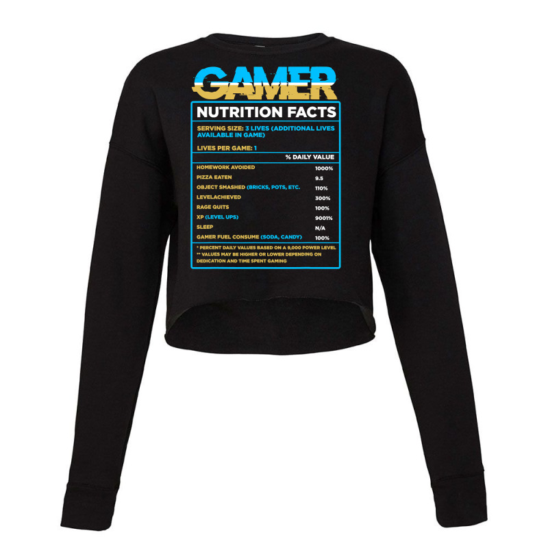 Controller Playing Video Games Gamer Nutrition Facts Gaming Cropped Sweater by Aliceartist | Artistshot