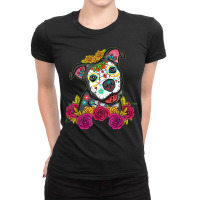 Calaveras De Azúcar Pitbull Dia De Los Muertos Perros Dog Ladies Fitted T-shirt | Artistshot