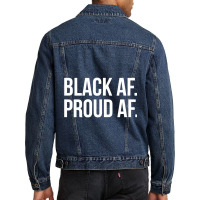 Cool Black History Month T  With White Text Black Af Men Denim Jacket | Artistshot