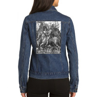 Knight And The Devil By Albrecht Durer Ladies Denim Jacket | Artistshot