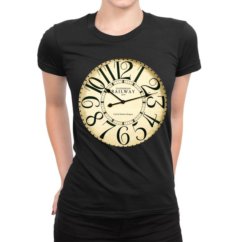 Caledonian Railway Central Station Glasgow Clock Ladies Fitted T-Shirt by ReenaKonicek | Artistshot