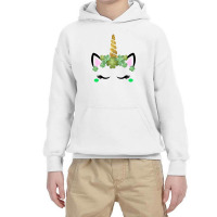 Cute Unicorn Face St Patricks Day Irish Shamrock Girls Kids Youth Hoodie | Artistshot