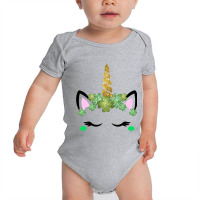 Cute Unicorn Face St Patricks Day Irish Shamrock Girls Kids Baby Bodysuit | Artistshot