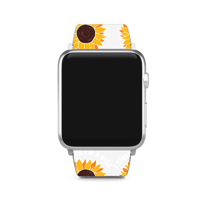 Sunflower Design I Swear Im A Nice Karen For Women Funny Apple Watch Band | Artistshot